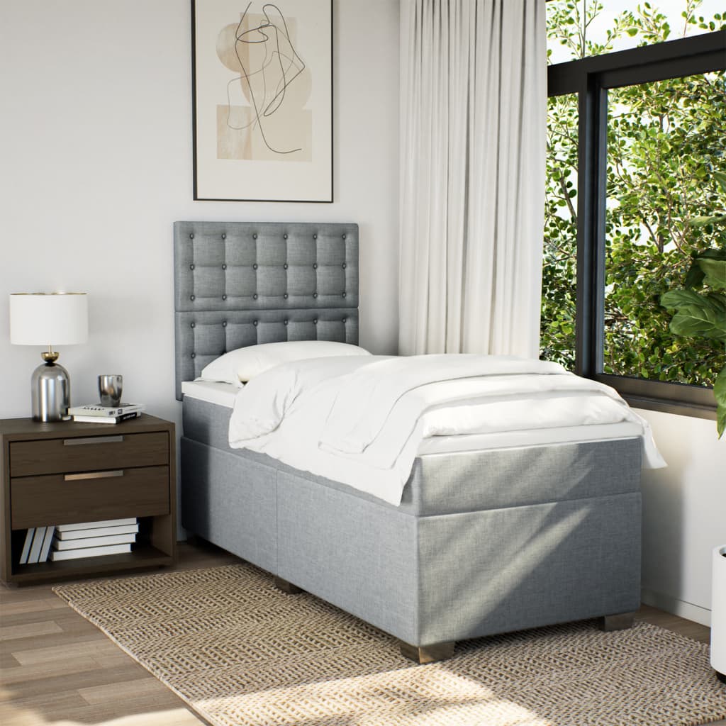 Thumbnail - vidaXL Boxspringbett mit Matratze Hellgrau 100x200 cm Stoff