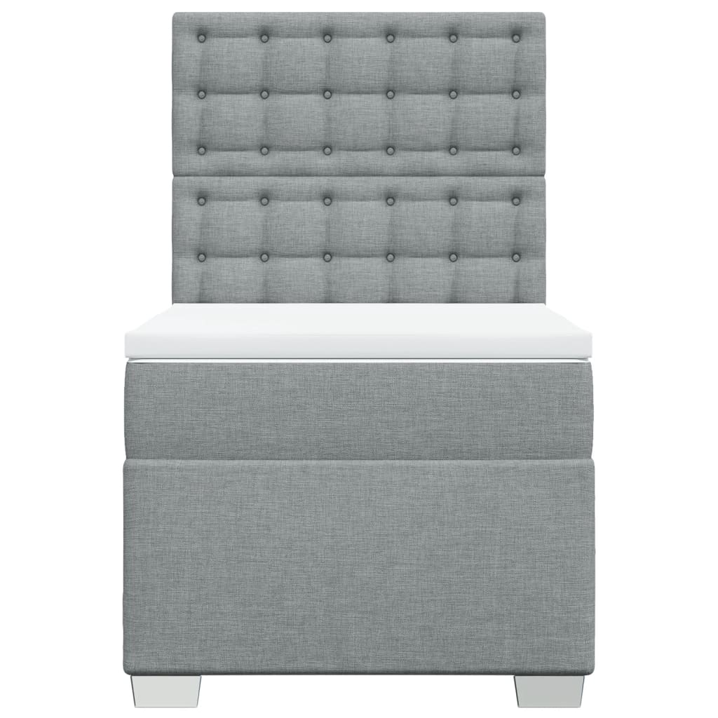 vidaXL Boxspring met matras stof lichtgrijs 100x200 cm grijs, foto 4