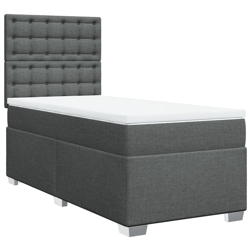 vidaXL Boxspring met matras stof donkergrijs 100x200 cm grijs, foto 3