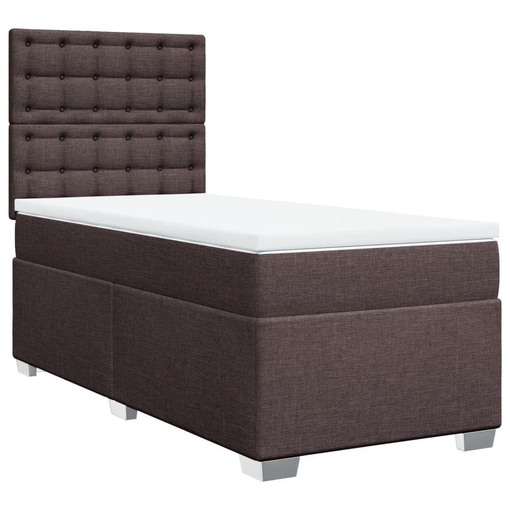vidaXL Boxspring met matras stof donkerbruin 100x200 cm bruin, foto 3