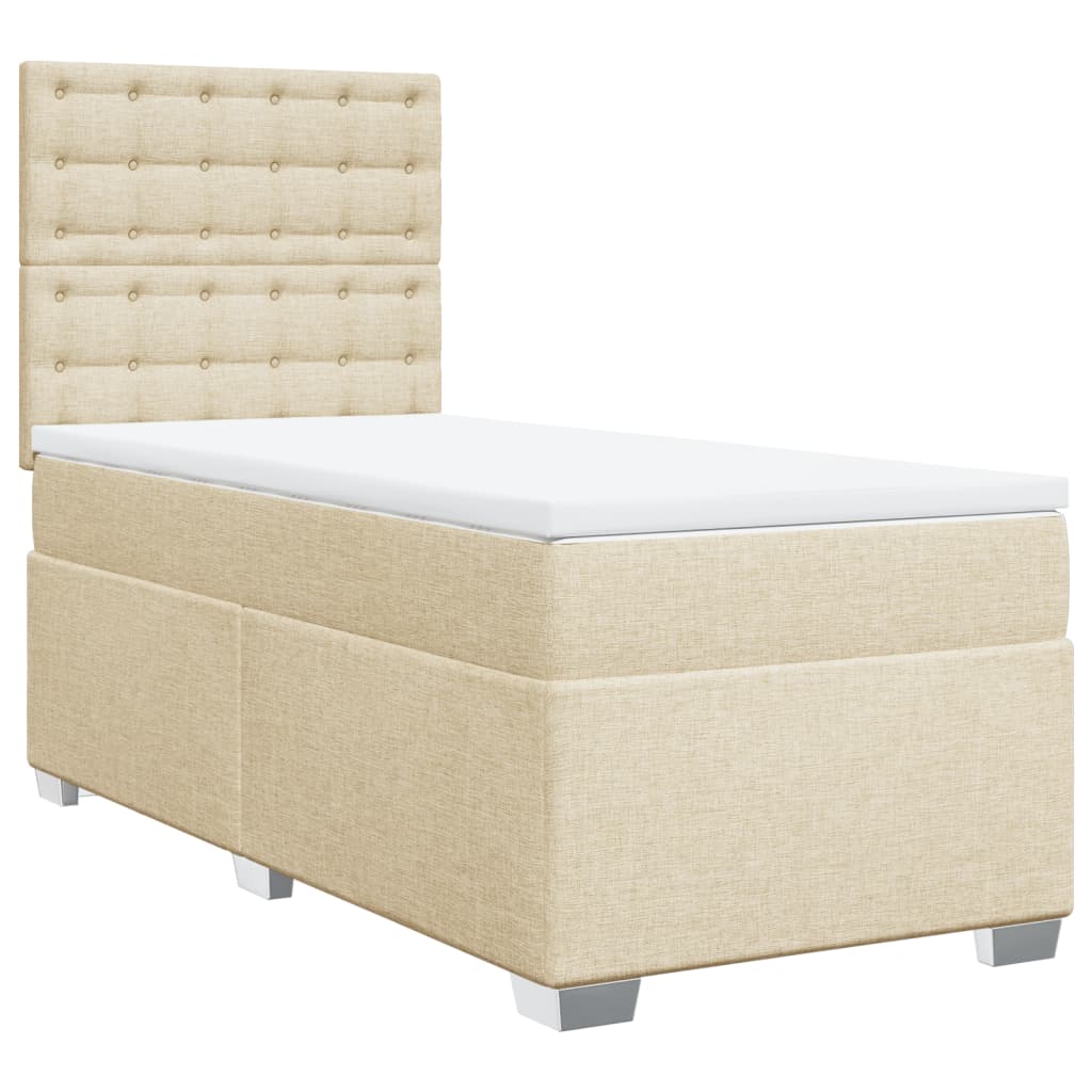 vidaXL Boxspring met matras stof crèmekleurig 100x200 cm, foto 3