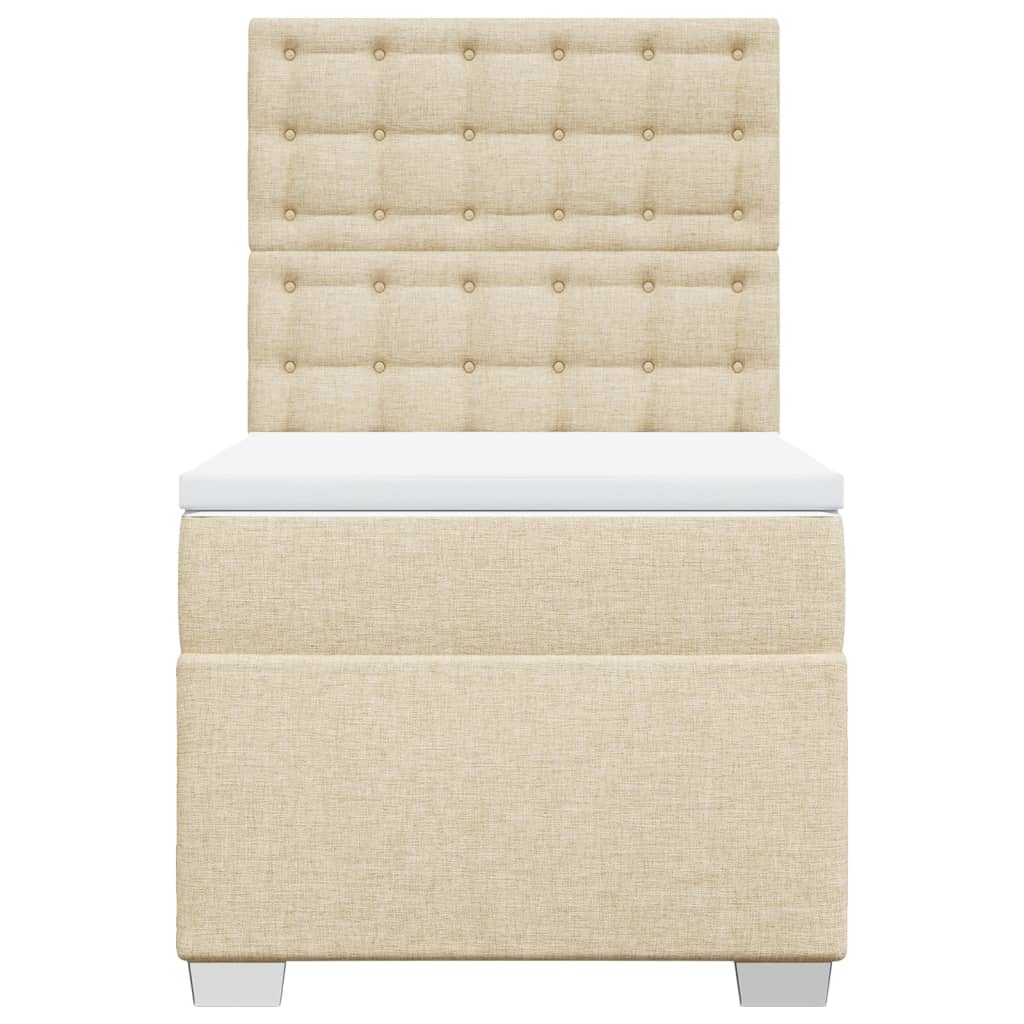 vidaXL Boxspring met matras stof crèmekleurig 100x200 cm, foto 4
