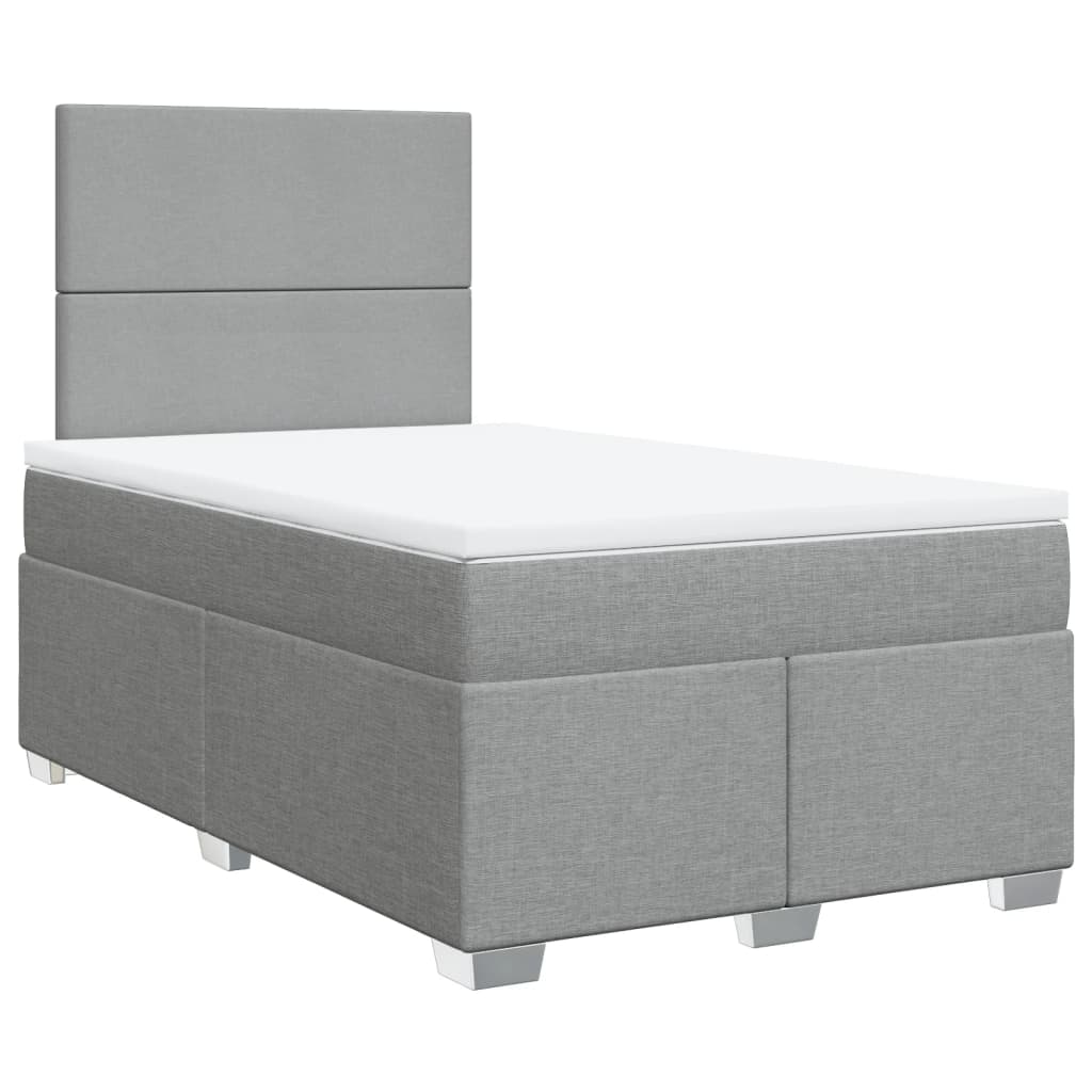 vidaXL Pat box spring cu saltea, gri deschis, 120x190 cm, textil