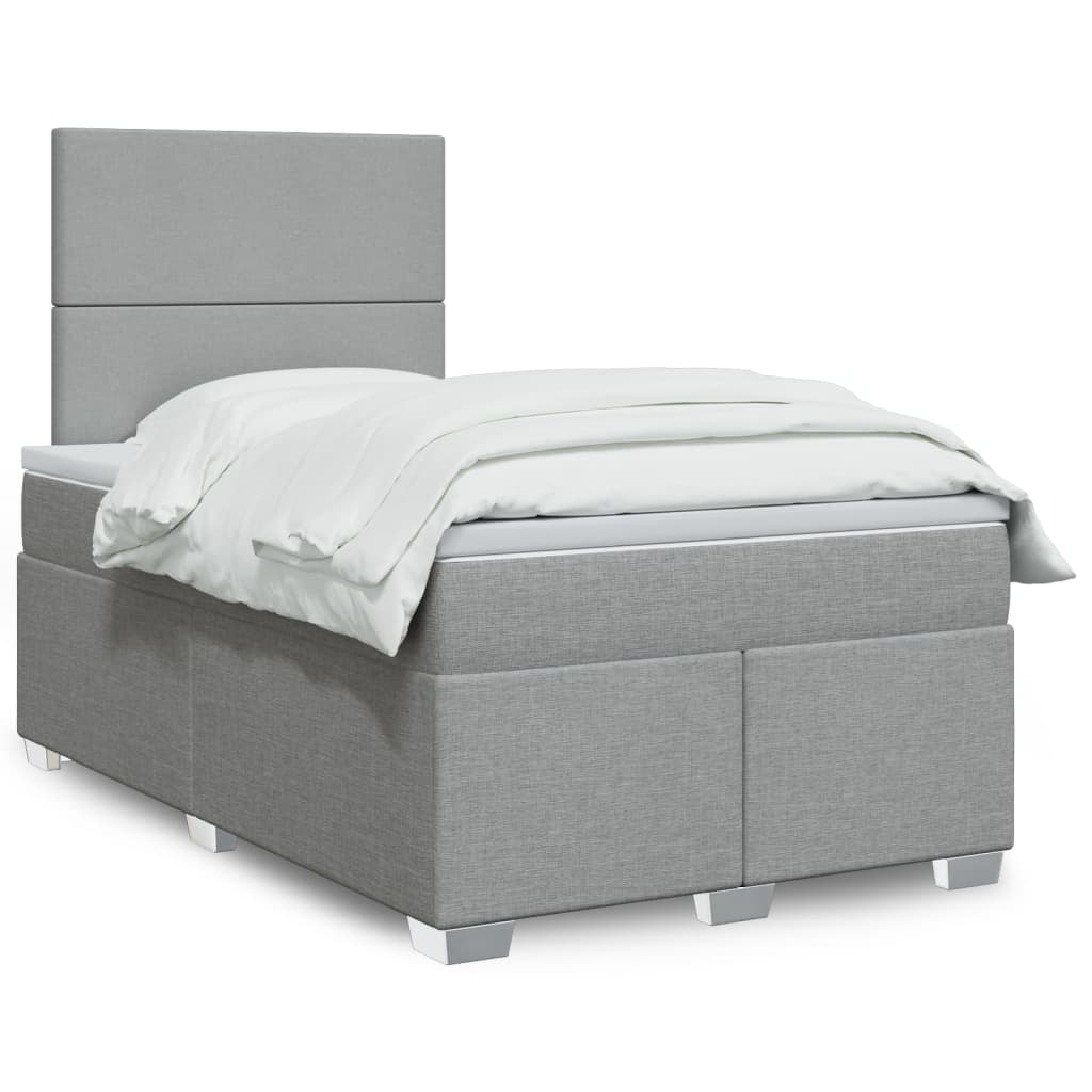 Boxspringbett mit Matratze Hellgrau 120×190 cm Stoff