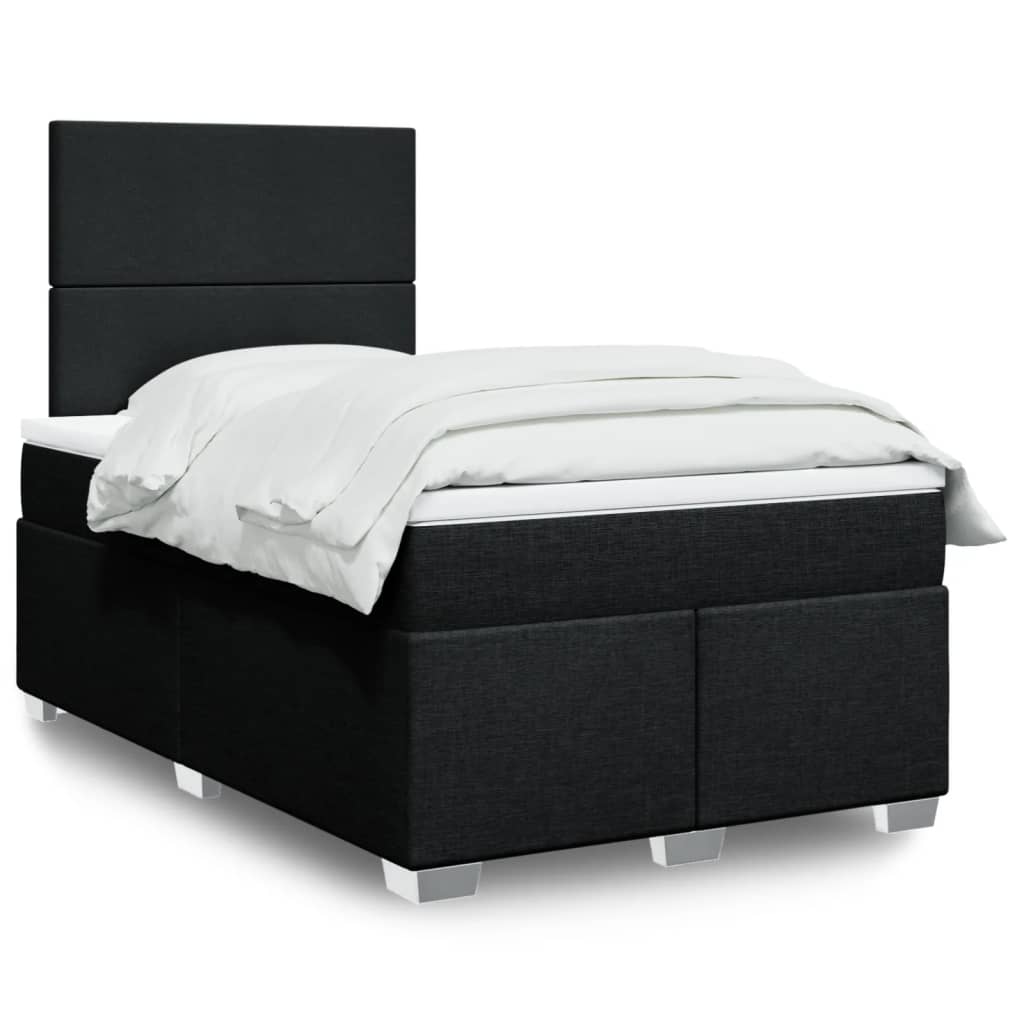 Kontinentalseng med madras og topmadras 120×190 cm - stof, sort