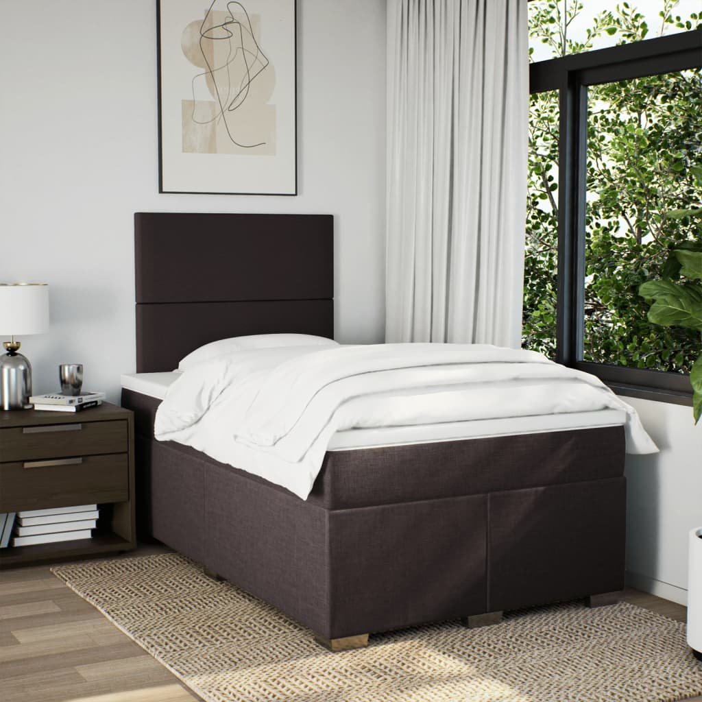 vidaXL Boxspring met matras stof donkerbruin 120x190 cm afbeelding
