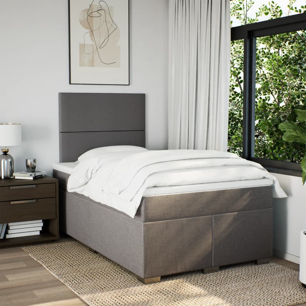 vidaXL Boxspring met matras stof taupe 120x190 cm afbeelding
