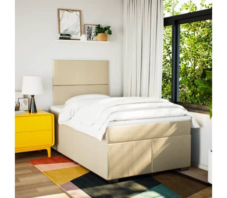 vidaXL Giroletto a Molle con Materasso Crema 120x190 cm in Tessuto