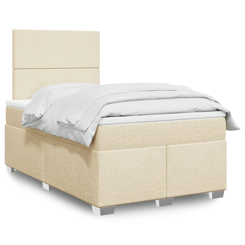 Boxspringbett mit Matratze Creme 120×190 cm Stoff