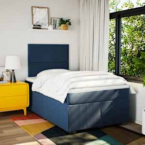 vidaXL Boxspringbett mit Matratze Blau 120x190 cm Stoff