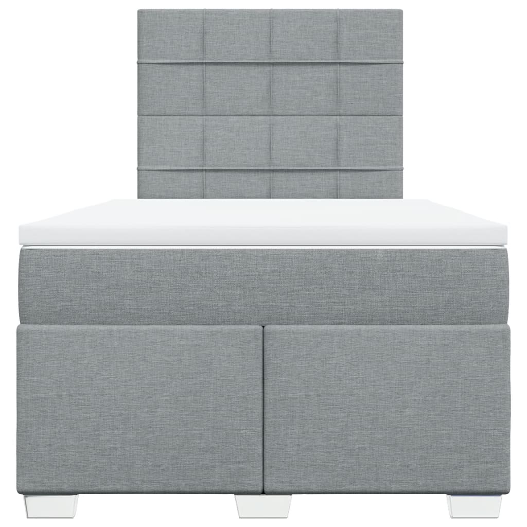 vidaXL Boxspring met matras stof lichtgrijs 120x190 cm grijs, foto 4