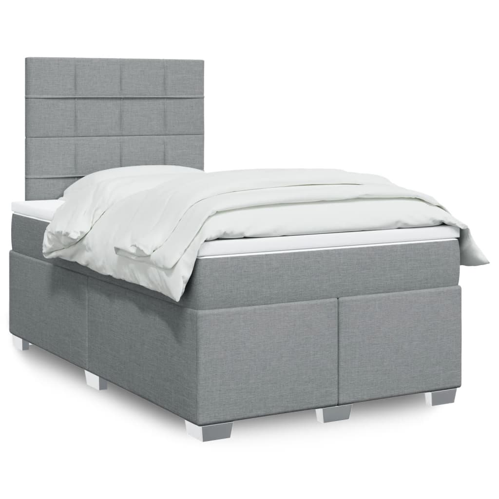 vidaXL Boxspringbett mit Matratze Hellgrau 120x190 cm Stoff