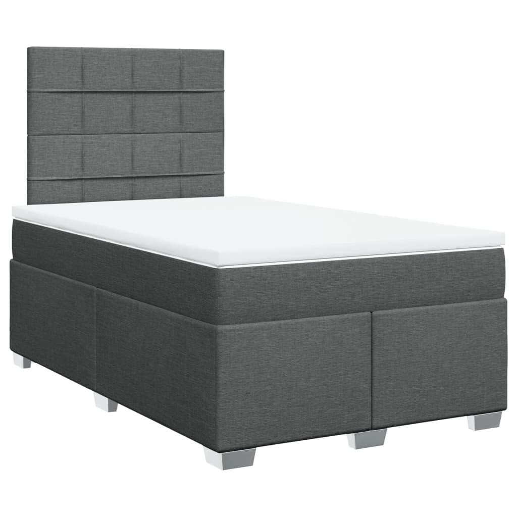 vidaXL Boxspring met matras stof donkergrijs 120x190 cm grijs, foto 3