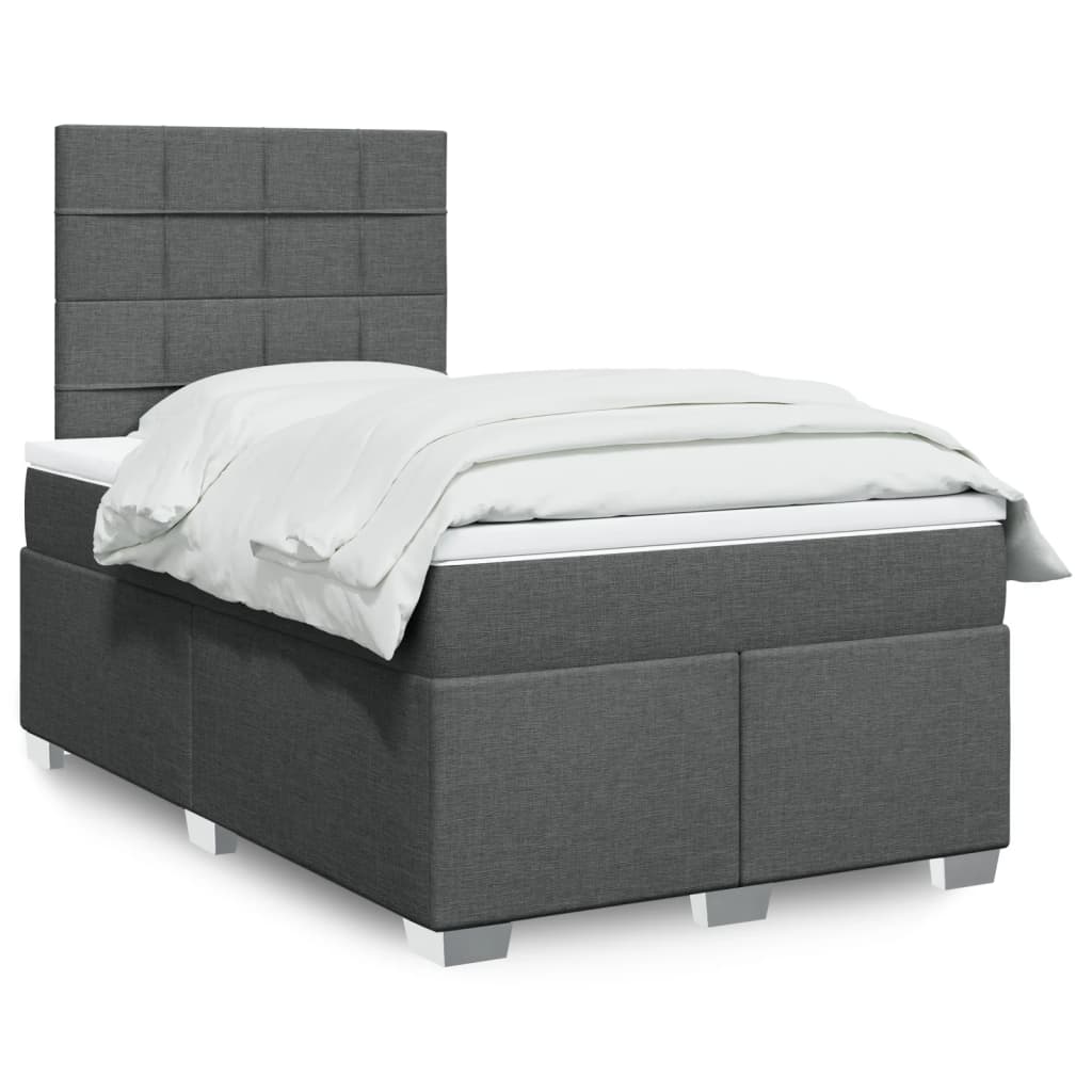 Boxspringbett mit Matratze Dunkelgrau 120×190 cm Stoff