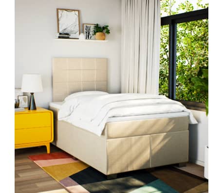 vidaXL kontinentalseng med madras 120x190 cm stof cremefarvet