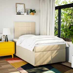 vidaXL kontinentalseng med madras 120x190 cm stof cremefarvet