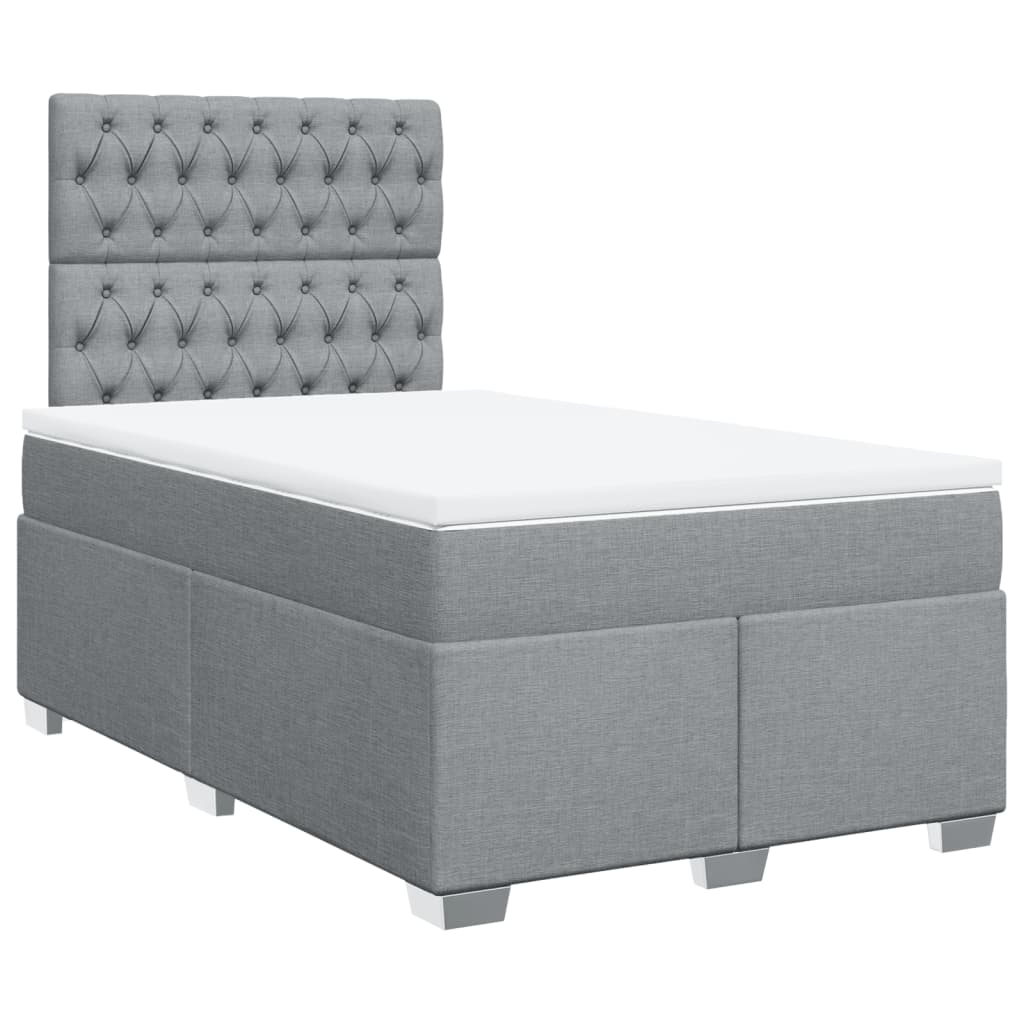 vidaXL Boxspring postelja z vzmetnico svetlo siva 120x190 cm blago