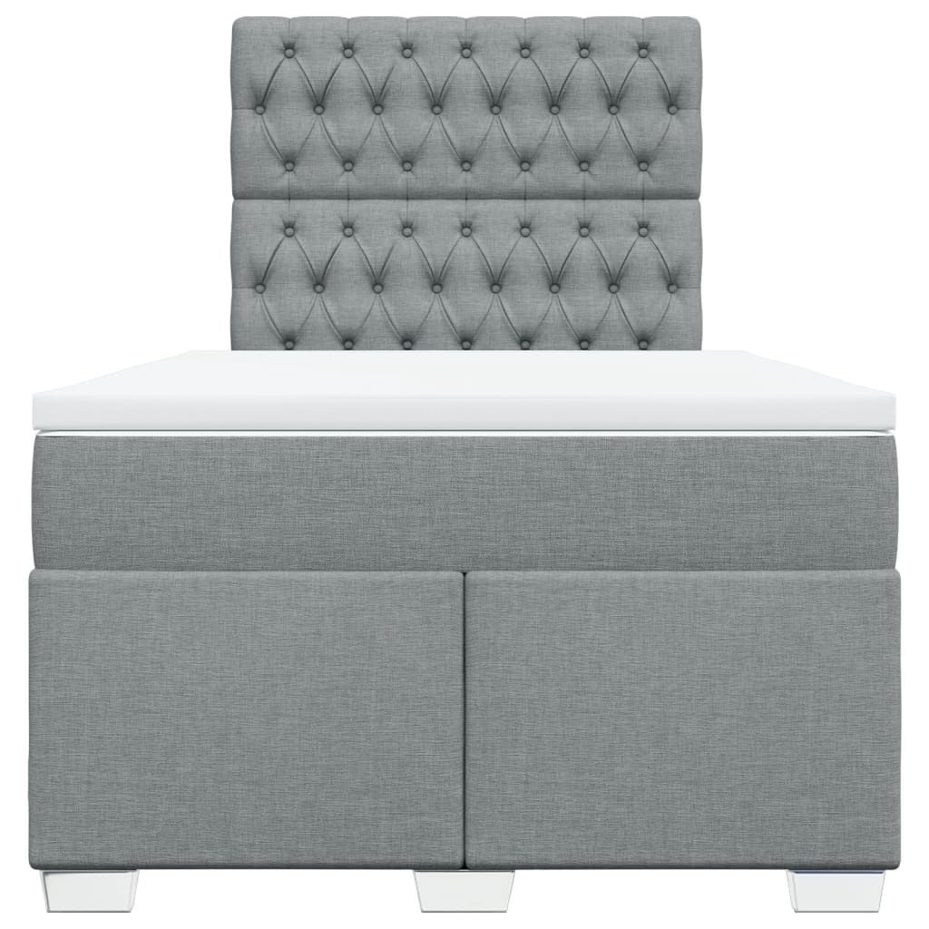 vidaXL Boxspring met matras stof lichtgrijs 120x190 cm grijs, foto 4
