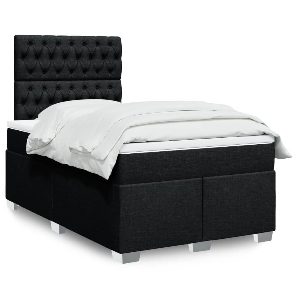 Kontinentalseng med madras og topmadras 120x190 cm - stof, sort