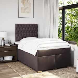 Box spring postel s matrací tmavě hnědá 120x190 cm textil - obrázek 3