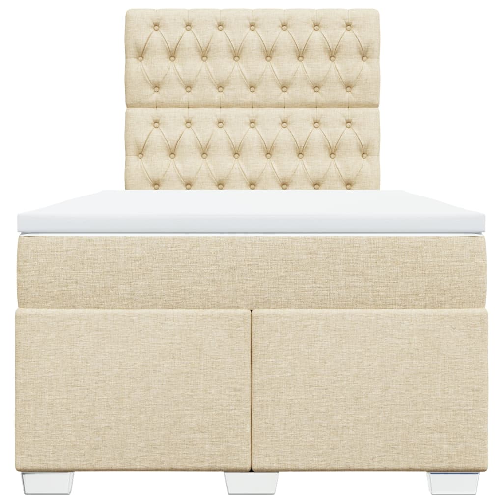 vidaXL Boxspring met matras stof crèmekleurig 120x190 cm, foto 4