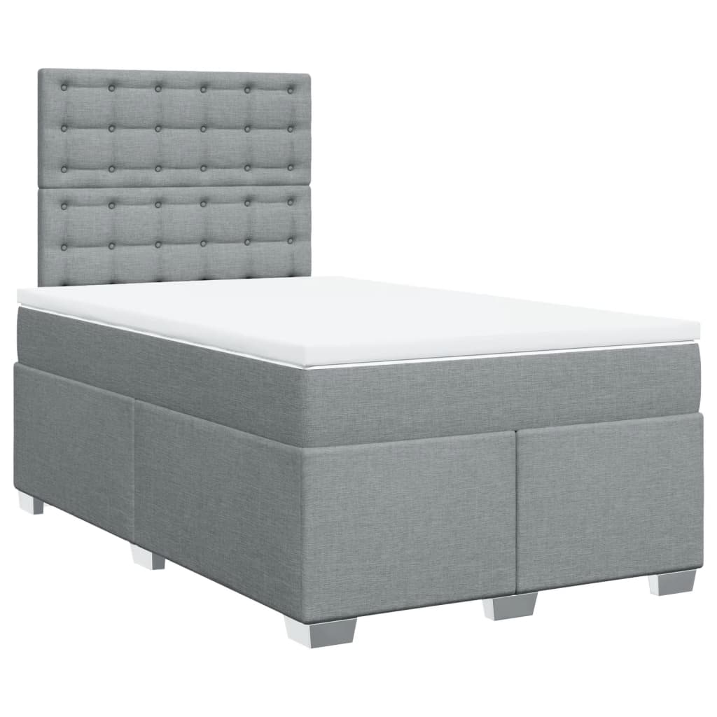 vidaXL Pat box spring cu saltea, gri deschis, 120x190 cm, textil