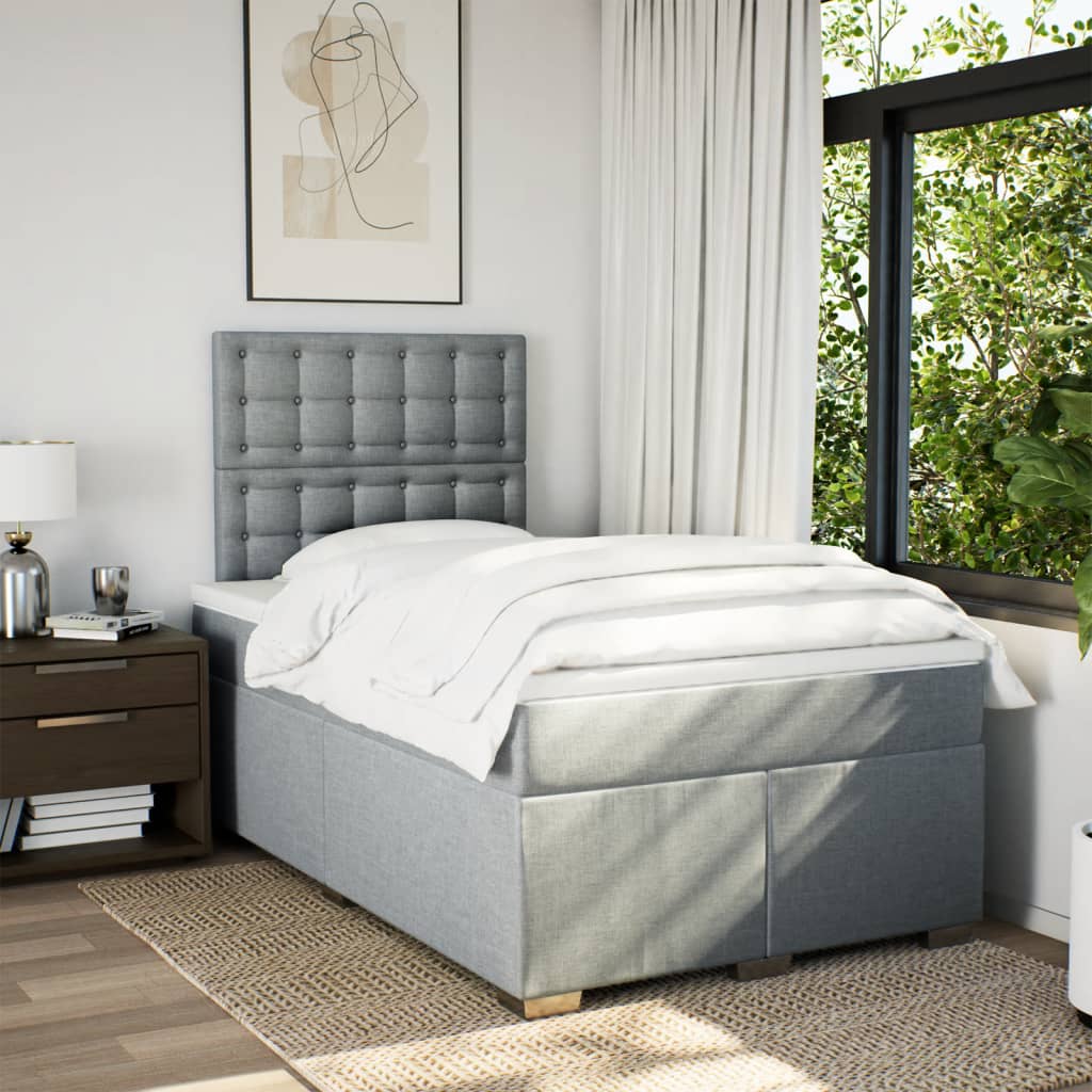 vidaXL Boxspring met matras stof lichtgrijs 120x190 cm afbeelding