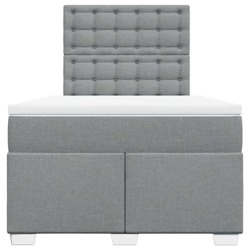 vidaXL Boxspring met matras stof lichtgrijs 120x190 cm grijs, foto 4