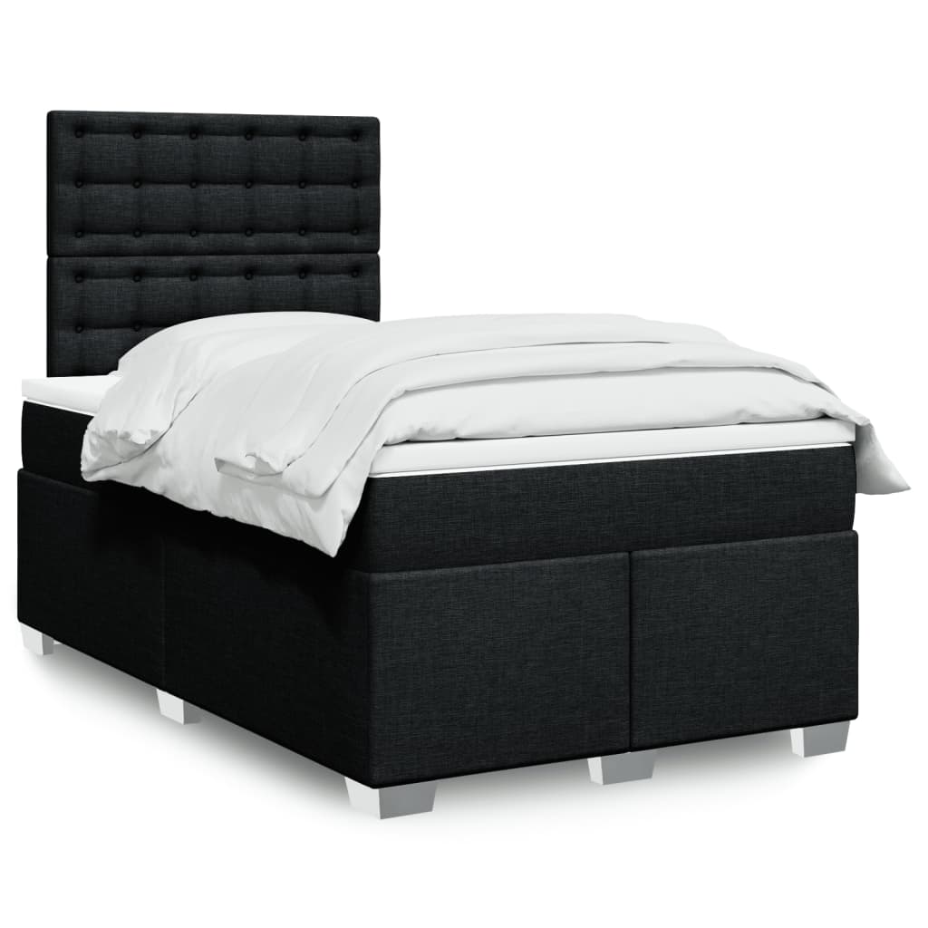 Kontinentalseng med madras og topmadras 120x190 cm - sort stof