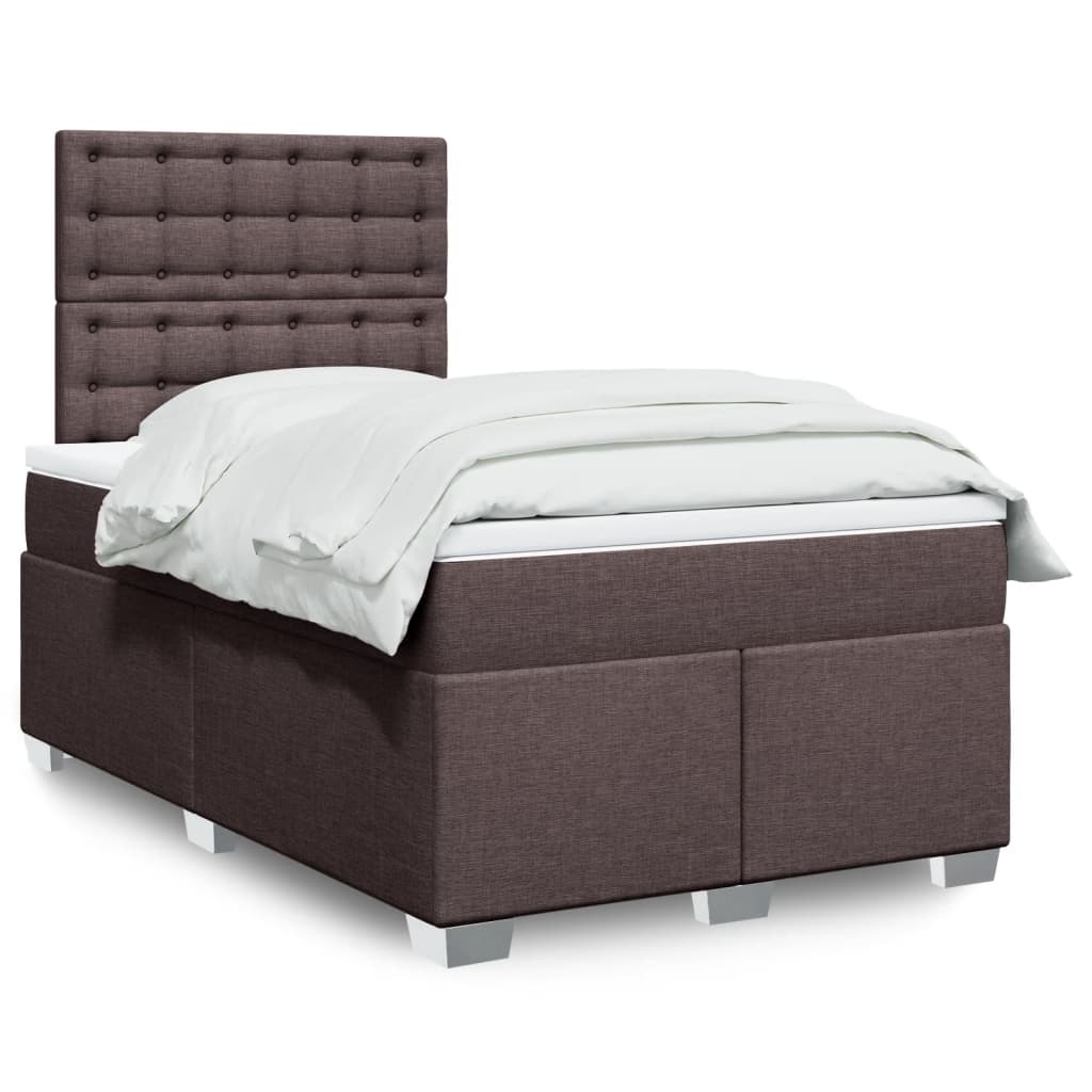 vidaXL Boxspringbett mit Matratze Dunkelbraun 120x190 cm Stoff