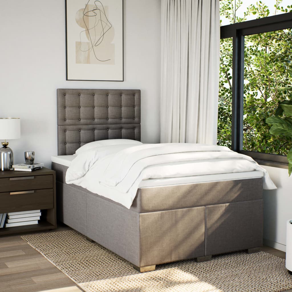 vidaXL Boxspring met matras stof taupe 120x190 cm afbeelding
