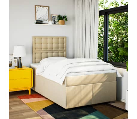 vidaXL kontinentalseng med madras 120x190 cm stof cremefarvet