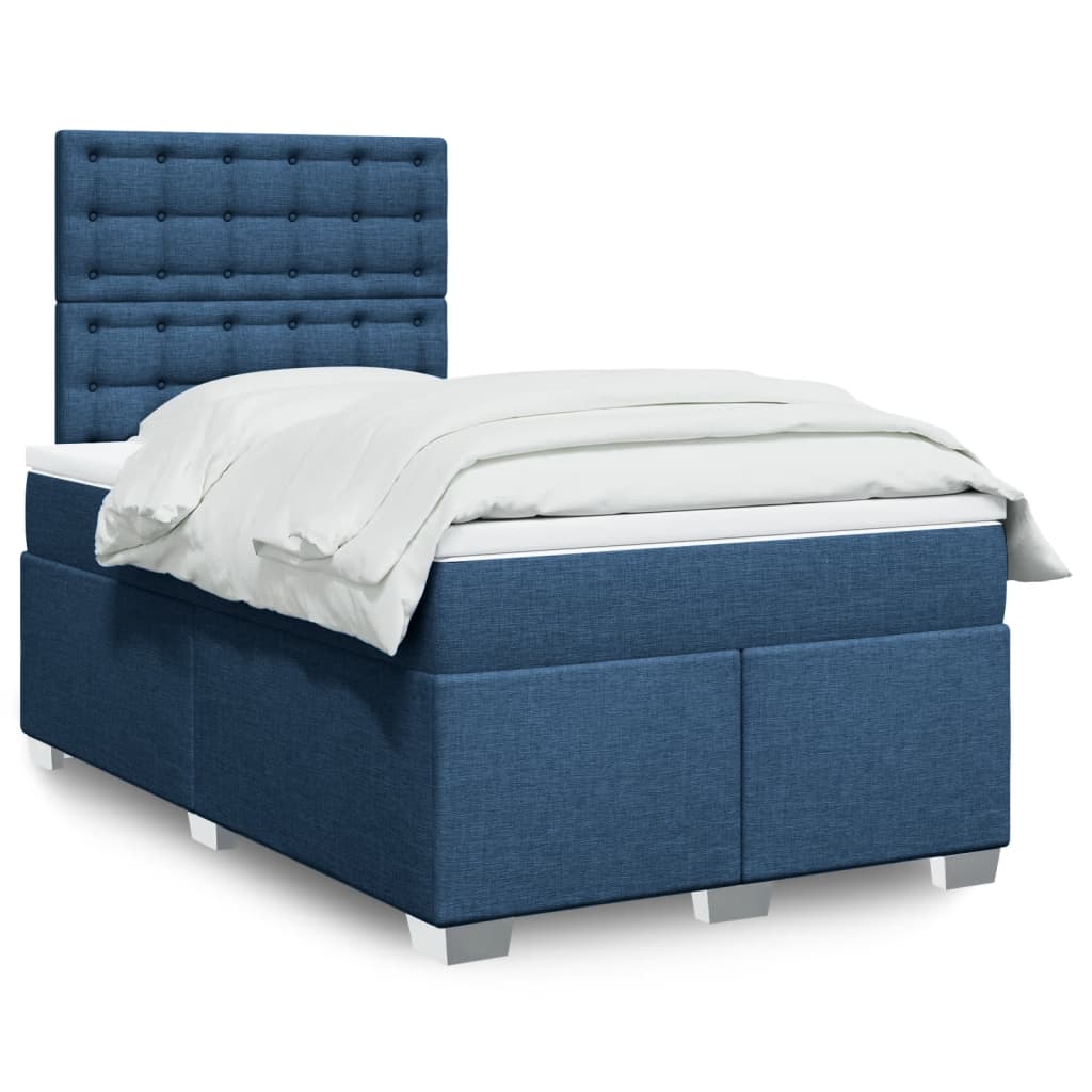 vidaXL Boxspringbett mit Matratze Blau 120x190 cm Stoff