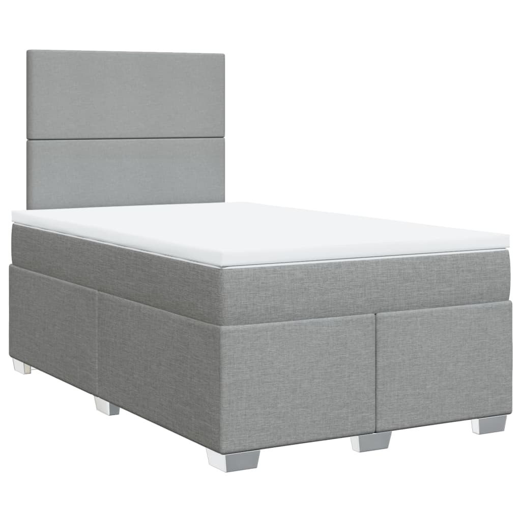 vidaXL Boxspring met matras stof lichtgrijs 120x200 cm grijs, foto 3