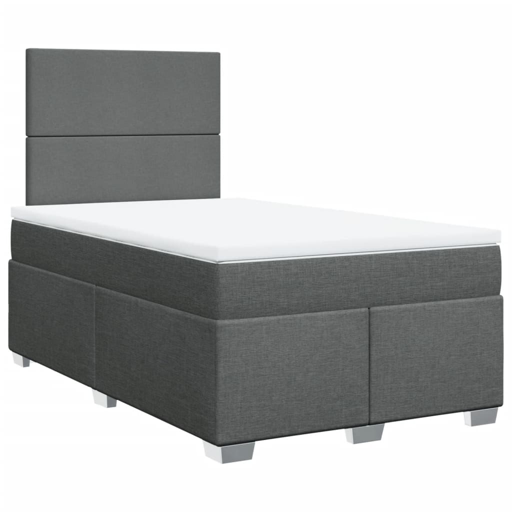 vidaXL Boxspring met matras stof donkergrijs 120x200 cm grijs, foto 3