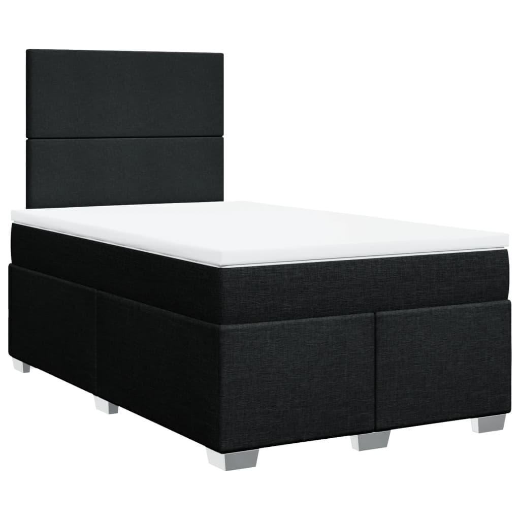 vidaXL Pat box spring cu saltea, negru, 120x200 cm, textil