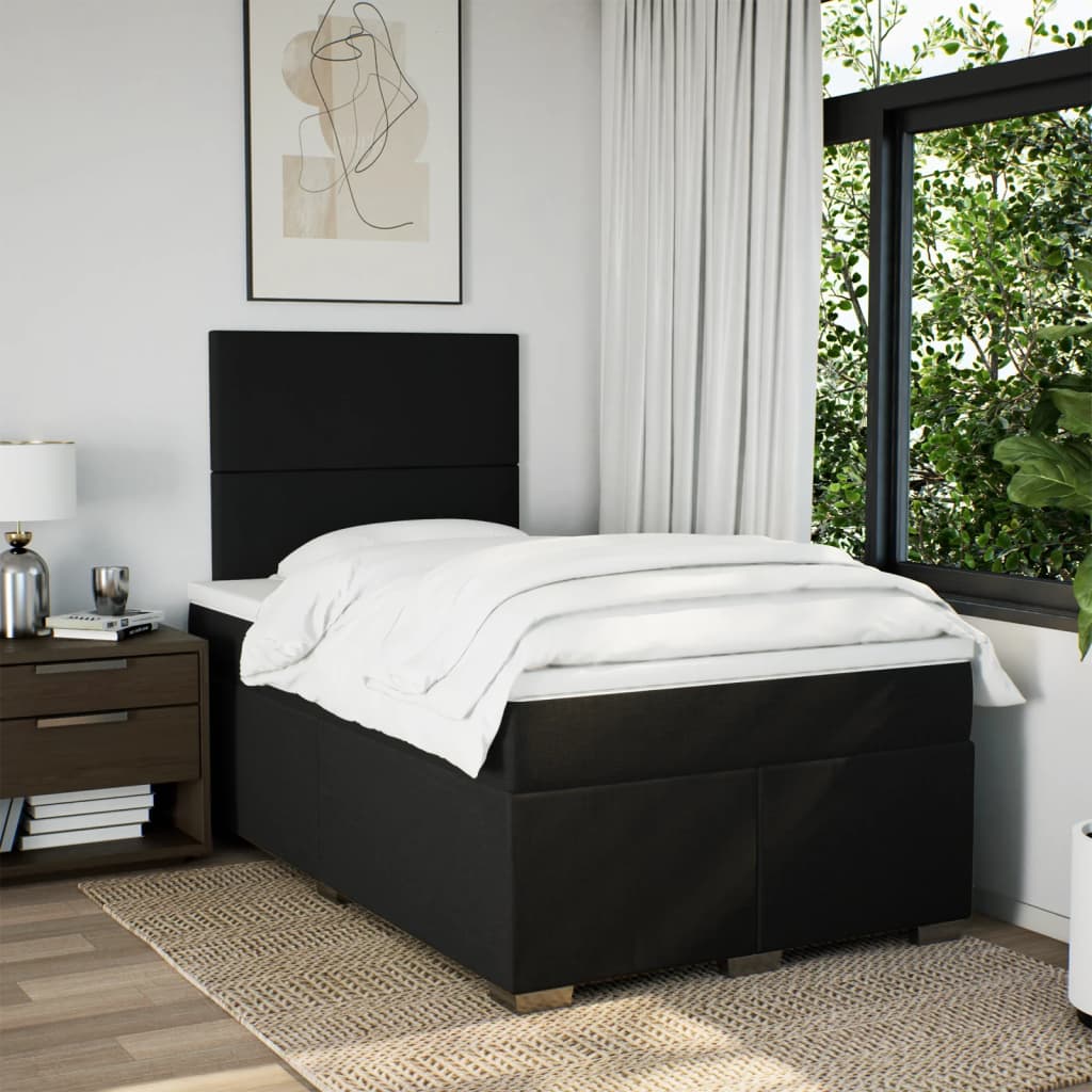 vidaXL Boxspring met matras stof zwart 120x200 cm afbeelding