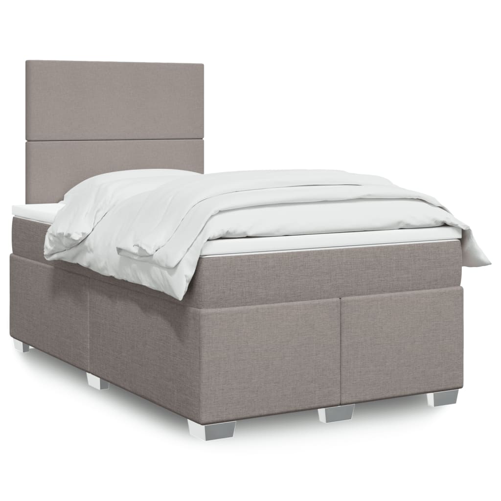 vidaXL Boxspringbett mit Matratze Taupe 120x200 cm Stoff