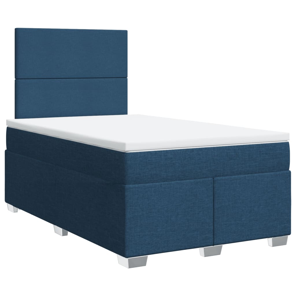 vidaXL Boxspring met matras stof blauw 120x200 cm, foto 3