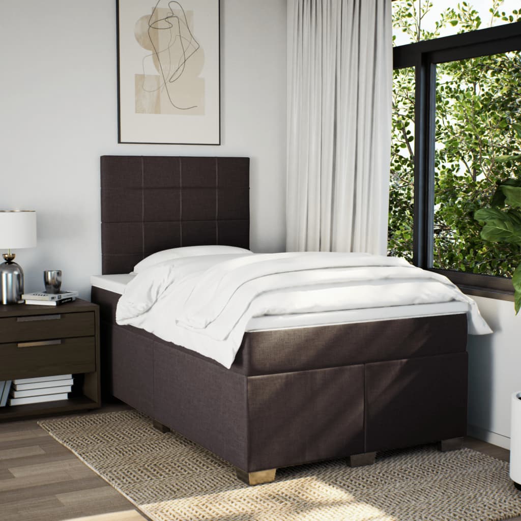 vidaXL Boxspring met matras stof donkerbruin 120x200 cm afbeelding