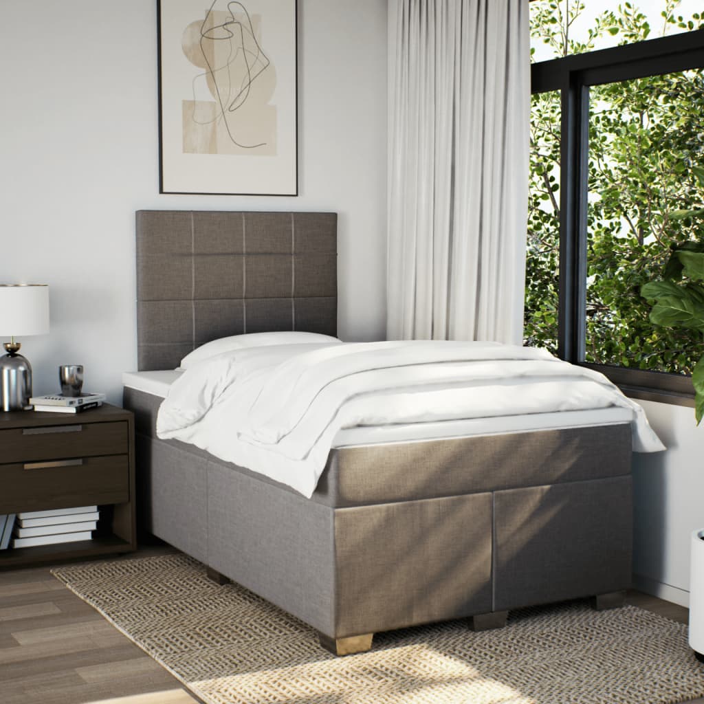 vidaXL Boxspring met matras stof taupe 120x200 cm, foto 2