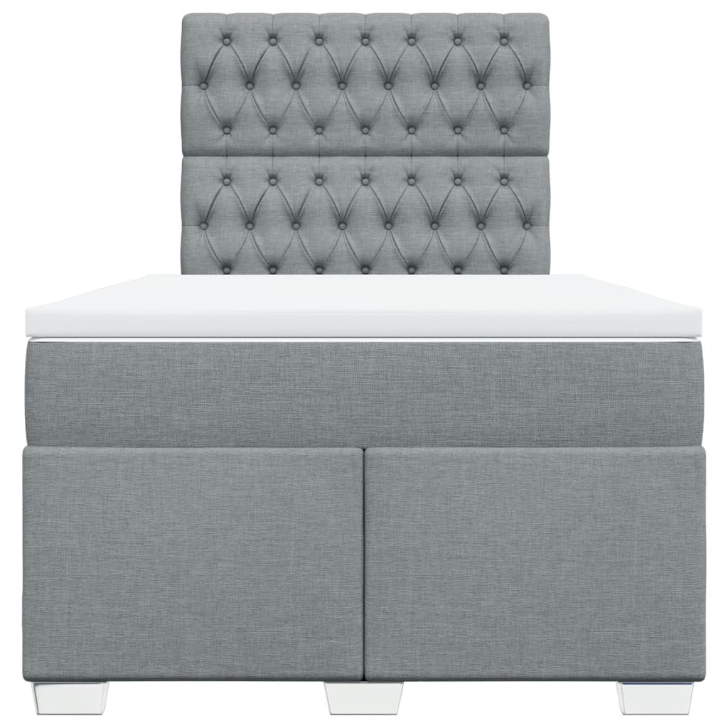 vidaXL Boxspring met matras stof lichtgrijs 120x200 cm grijs, foto 4