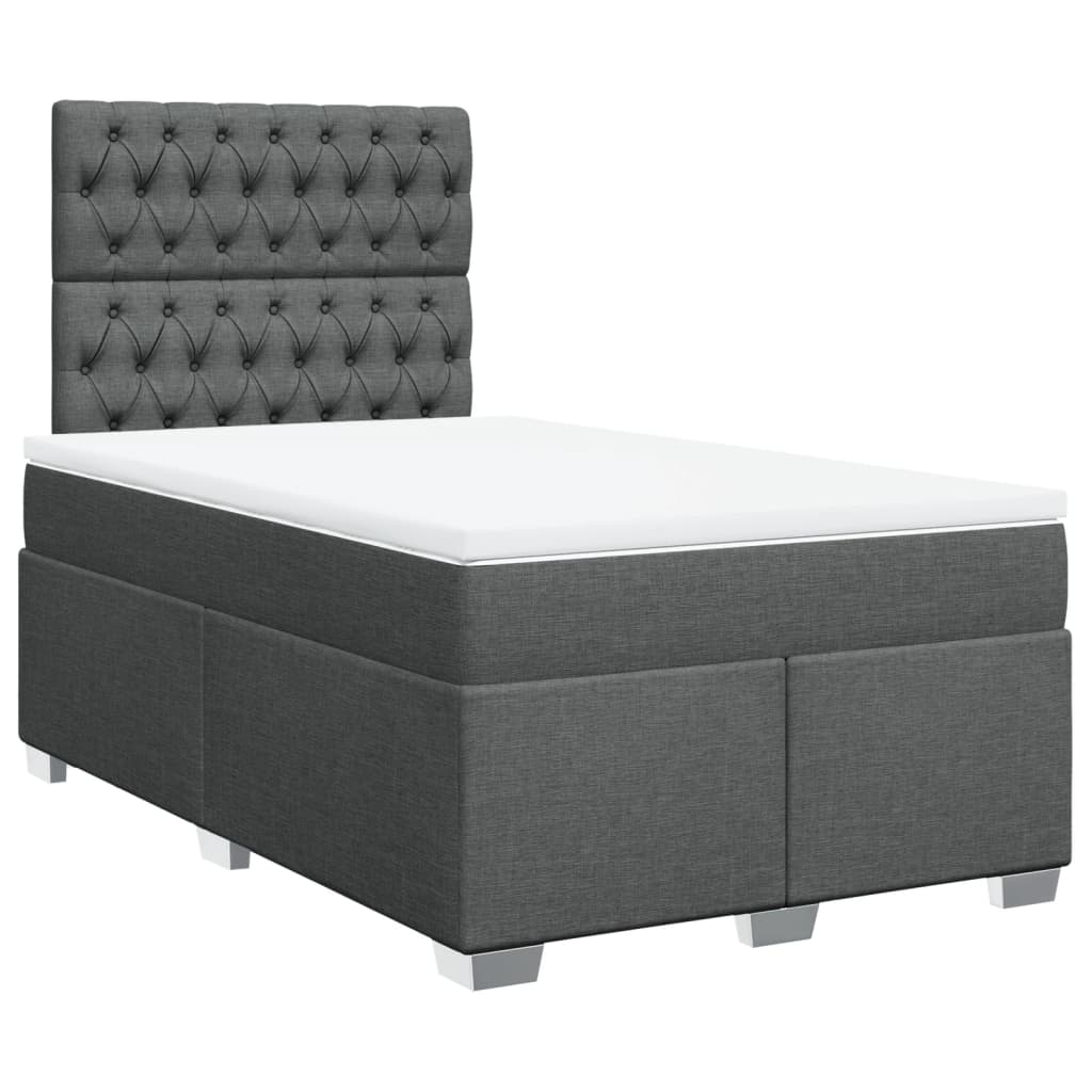 vidaXL Boxspring met matras stof donkergrijs 120x200 cm grijs, foto 3