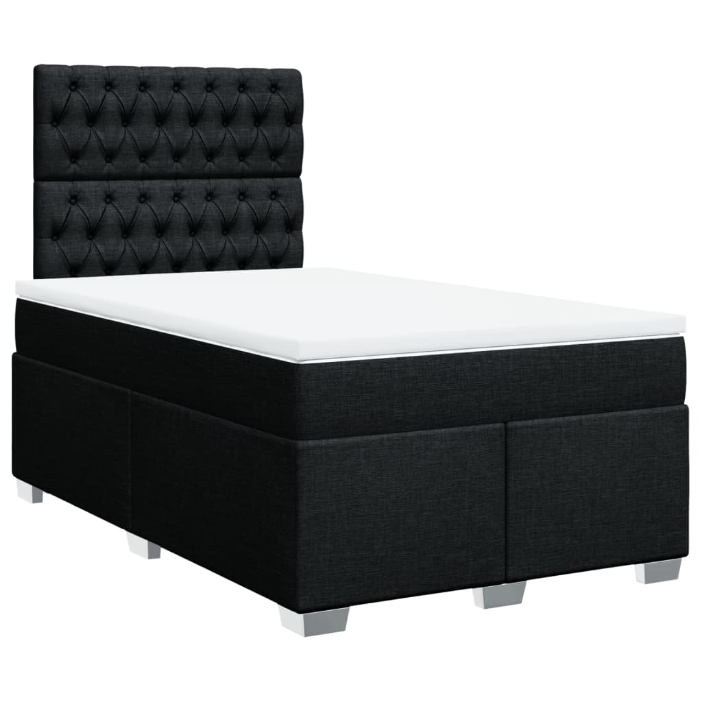 vidaXL Box spring postel s matrací černá 120x200 cm textil