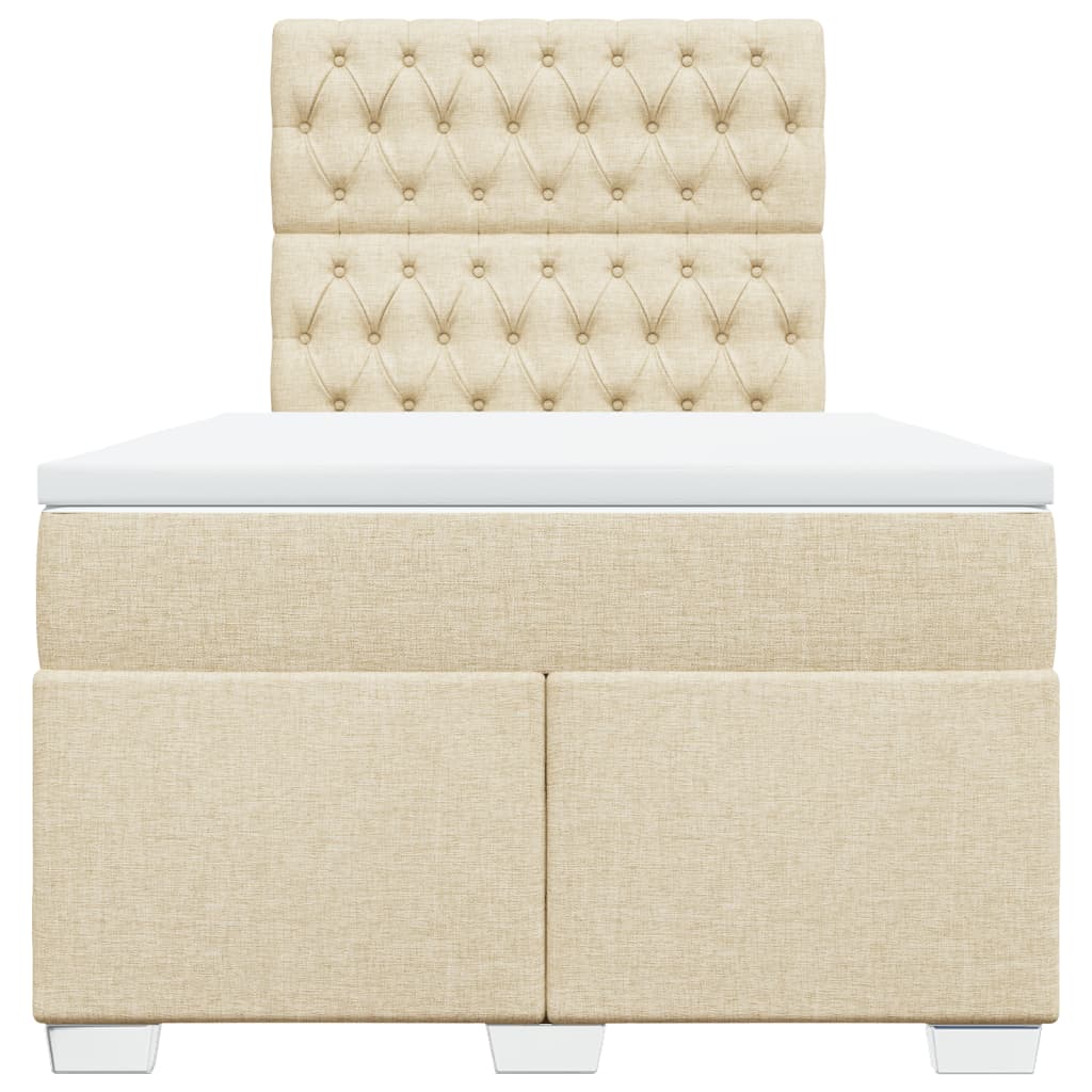 vidaXL Boxspring met matras stof crèmekleurig 120x200 cm, foto 4