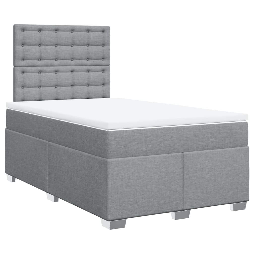 vidaXL Boxspring met matras stof lichtgrijs 120x200 cm grijs, foto 3