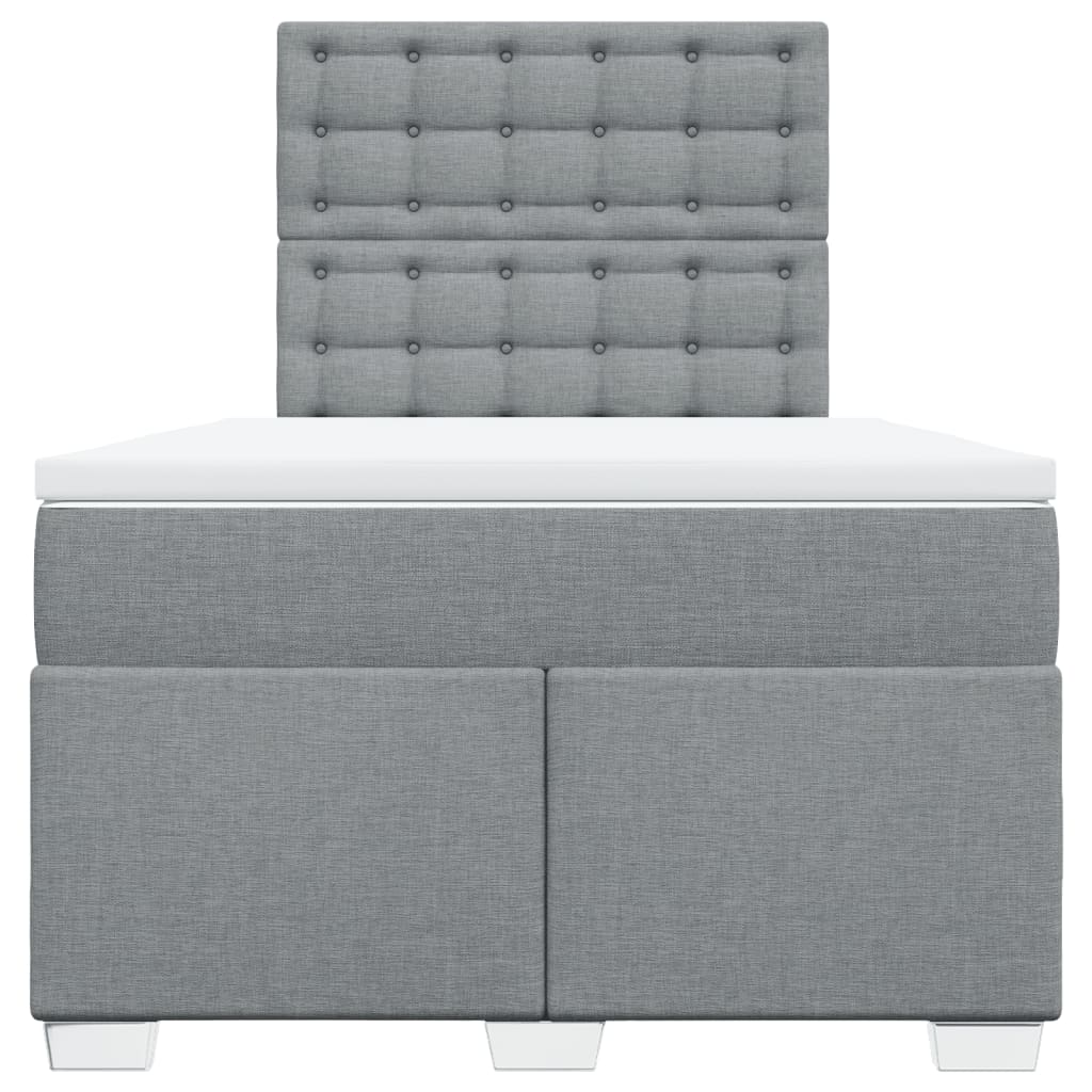 vidaXL Boxspring met matras stof lichtgrijs 120x200 cm grijs, foto 4