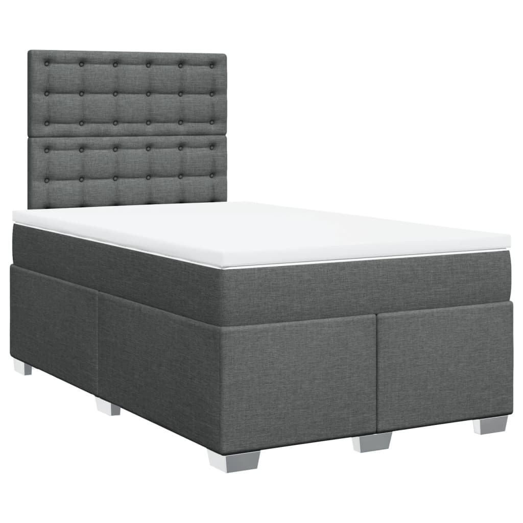 vidaXL Boxspring met matras stof donkergrijs 120x200 cm grijs, foto 3