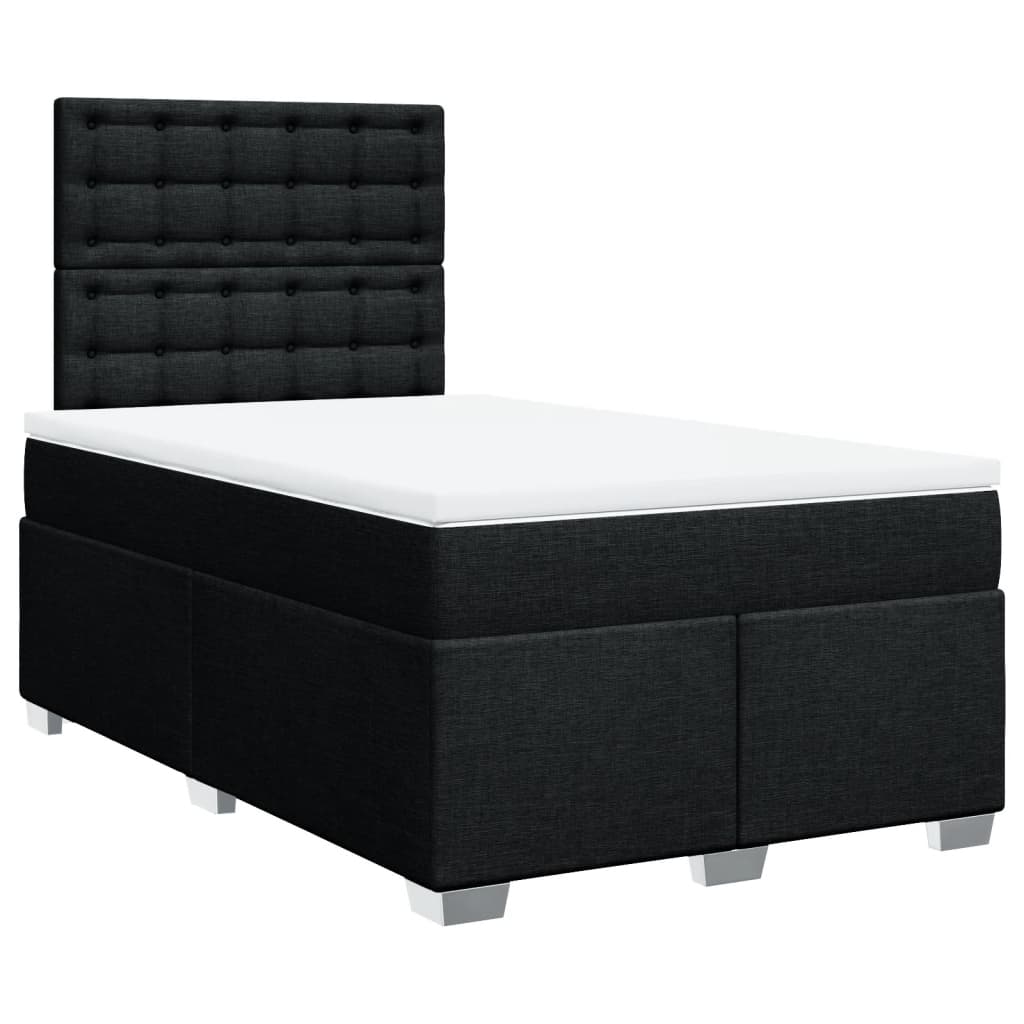 vidaXL Box spring postel s matrací černá 120x200 cm textil