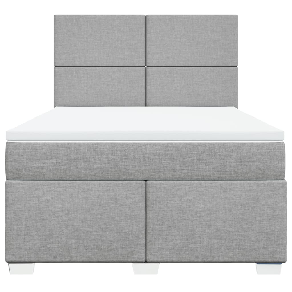 vidaXL Boxspring met matras stof lichtgrijs 140x190 cm grijs, foto 4
